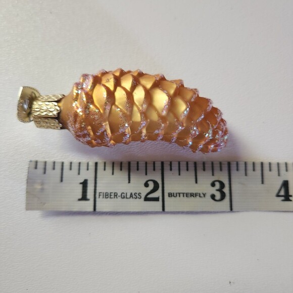 OWC Small PINE CONE Glass OLD WORLD Christmas Ornament Gold Glitter Nature - Picture 6 of 6